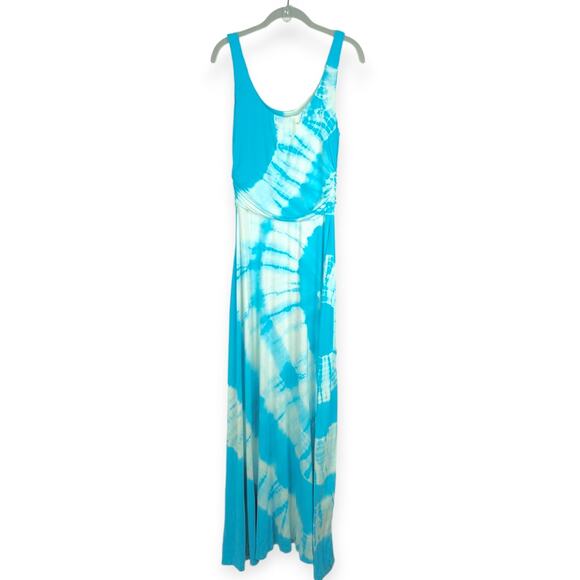 Boston Proper Turquoise Aqua and White Tie Dye Sleeveless Maxi Dress Size Small - Picture 5 of 9